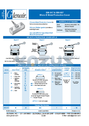 500-017C09MBN4-06 datasheet - Micro-D Metal Protective Cover