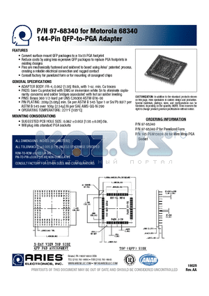 97-68340-P datasheet - 144-Pin QFP-to-PGA Adapter