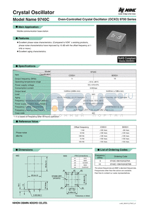 9740C datasheet - Oven-Controlled Crystal Oscillator (OCXO)