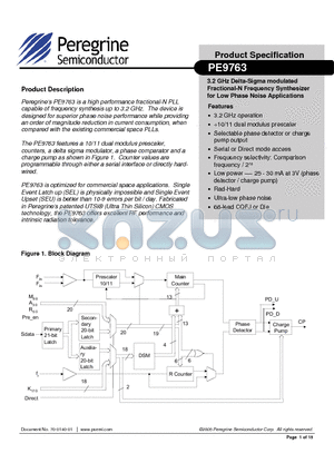 9763-00 datasheet - 3.2 GHz Delta-Sigma modulated Fractional-N Frequency Synthesizer for Low Phase Noise Applications