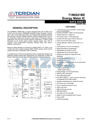 71M6521BE datasheet - Energy Meter IC