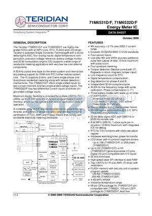 71M6531F datasheet - Energy Meter IC