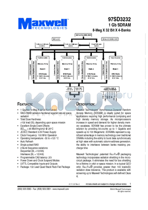 97SD3232RPMH datasheet - 1 Gb SDRAM 8-Meg X 32 Bit X 4-Banks