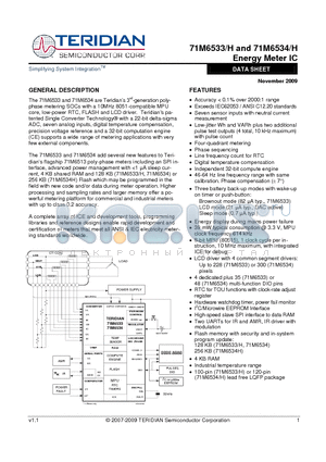 71M6533H datasheet - Energy Meter IC