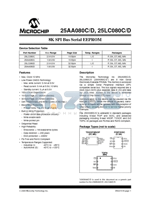 25AA080C datasheet - 8K SPI Bus Serial EEPROM