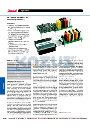 72-LON-I8 datasheet - NETWORK INTERFACES Microlon (LonWorks)