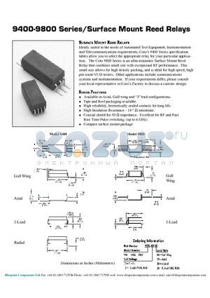 9802-05-10 datasheet - Surface Mount Reed Relays