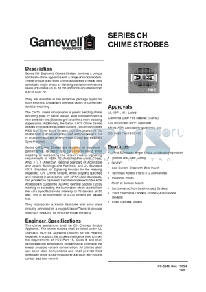 72042 datasheet - SERIES CH CHIME STROBES