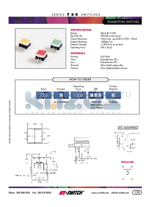 720AF300YELQ datasheet - PUSHBUTTON SWITCHES