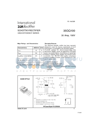 35GQ100 datasheet - SCHOTTKY RECTIFIER