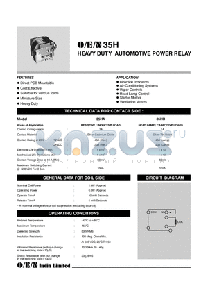 35HA1A-24X datasheet - HEAVY DUTY AUTOMOTIVE POWER RELAY