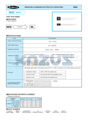 35MH510M5X5 datasheet - MINIATURE ALUMINUM ELECTROLYTIC CAPACITORS