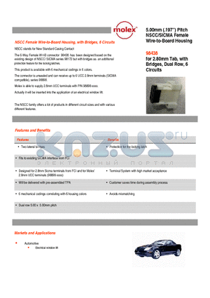 98438-1002 datasheet - NSCC/SICMA Female Wire-to-Board Housing