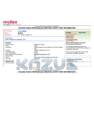 001121-9933 datasheet - IDT - Manual - Adapter Kit