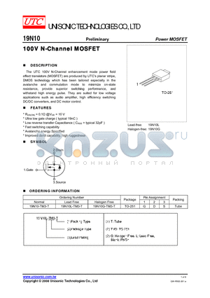 19N10G-TM3-T datasheet - 100V N-Channel MOSFET