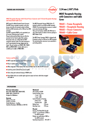 98660-0001 datasheet - MOST Receptacle Housing with Connectors and Cable Cover