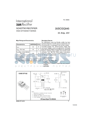 35SCGQ045 datasheet - SCHOTTKY RECTIFIER