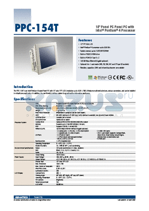 9898007100E datasheet - 15 Panel PC Panel PC with Intel^ Pentium^ 4 Processor