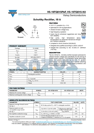 19TQ015-N3 datasheet - Schottky Rectifier, 19 A