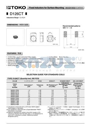 989BS-2R1N datasheet - Fixed Inductors for Surface Mounting