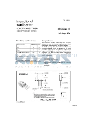 35SGQ045 datasheet - SCHOTTKY RECTIFIER