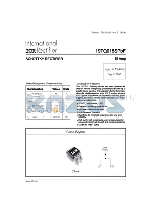 19TQ015S datasheet - SCHOTTKY RECTIFIER