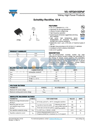 19TQ015SPBF_10 datasheet - Schottky Rectifier, 19 A