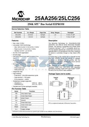 25AA256-EPG datasheet - 256K SPI Bus Serial EEPROM