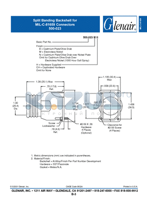 500-023B datasheet - Split Banding Backshell