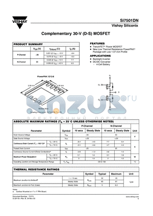 72173 datasheet - Complementary 30-V (D-S) MOSFET
