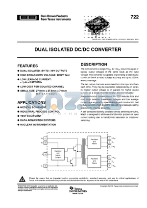 722 datasheet - DUAL ISOLATED DC/DC CONVERTER