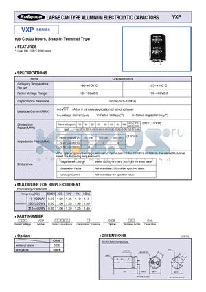 35VXP6800M22X50 datasheet - LARGE CAN TYPE ALUMINUM ELECTROLYTIC CAPACITORS