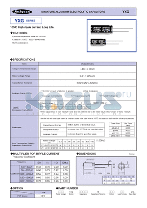 35YXG1000M12.5X25 datasheet - 105 High ripple current. Long Life.