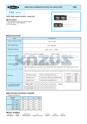 35YXG1500M125X35 datasheet - MINIATURE ALUMINUM ELECTROLYTIC CAPACITORS