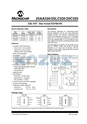 25AA320T datasheet - 32K SPI Bus Serial EEPROM