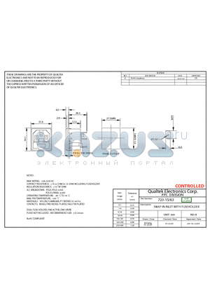 723-15-63 datasheet - SNAP-IN INLET WITH FUSEHOLDER