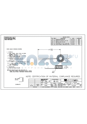 36-00036 datasheet - INDUCTOR TOROID 1MH 4A 1.68 DUA X .65 WIDE