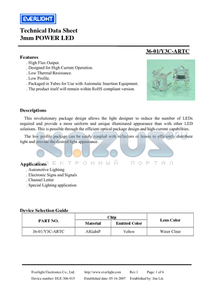 36-01-Y3C-ARTC datasheet - 3mm POWER LED