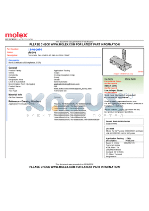 0011402044 datasheet - Terminator Die - OVERLAP INSULATION CRIMP