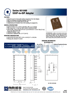 36-651000-10-P datasheet - SSOP-to-DIP Adapter