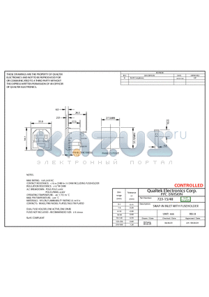 7231548 datasheet - SNAP IN INLET WITH FUSEHOLEDER