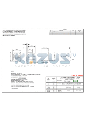 7231563 datasheet - SNAP-IN INLET WITH FUSEHOLDER