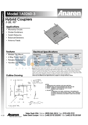 1A0260-3 datasheet - Hybrid Couplers