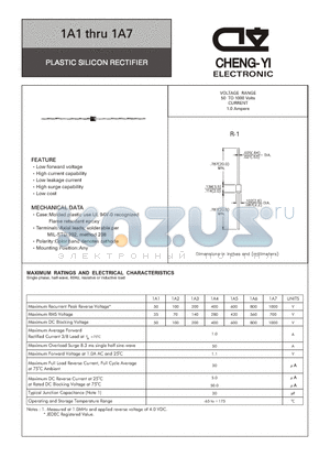 1A1 datasheet - PLASTIC SILICON RECTIFIER