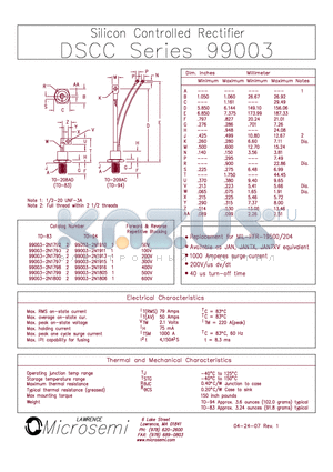 99003 datasheet - Silicon Controlled Rectifier