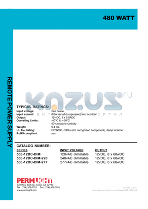 500-12DC datasheet - REMOTE POWER SUPPLY