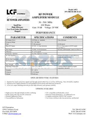 500-30-100-35-E3 datasheet - RF POWER AMPLIFIER MODULE