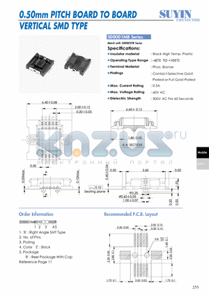 500001MB datasheet - 0.50mm PITCH BOARD TO BOARD VERTICAL SMD TYPE