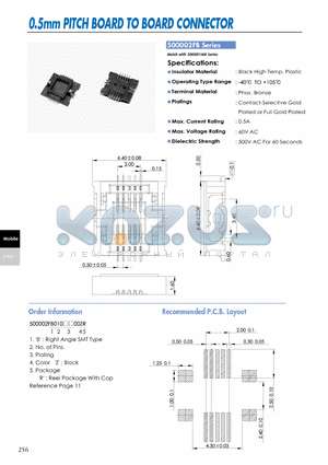 500002FB datasheet - 0.5mm PITCH BOARD TO BOARD CONNECTOR