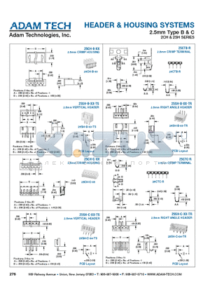 25CH-B-XX datasheet - HEADER & HOUSING SYSTEMS 2.5mm Type B & C